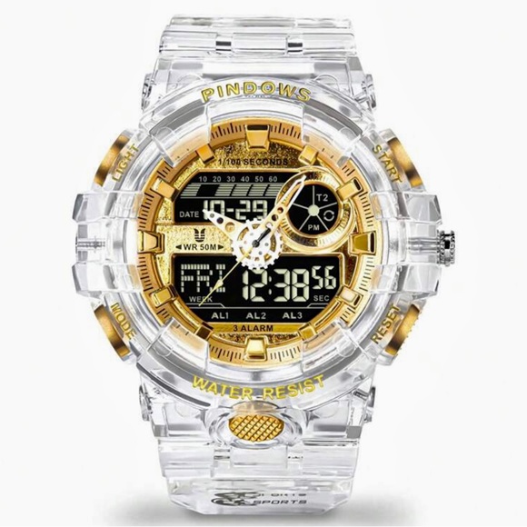 Fashion Jewelry Mens Translucent Water Resistant Watch 3 Alarms. Cool & … - Picture 2 of 6
